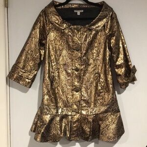 Peppe Peluso Metalic Gold Snake Skin Print Coat
